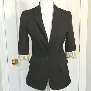 3/4 lace sleeve black blazer
